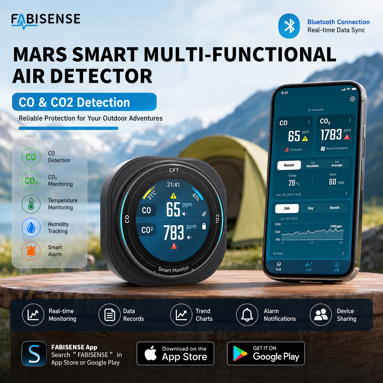FABISENSE Portable Air Quality - Co Detector Plug recension och pris