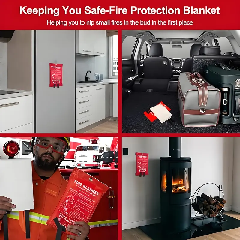 4 Pack Fiberglass Emergency Fi - Fire Blanket Kitchen recension och pris
