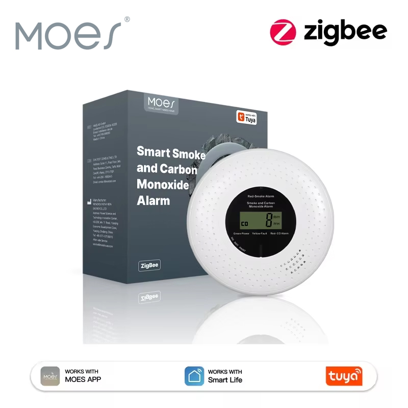 MOES Tuya ZigBee Smoke and Car - Co Detector Plug recension och pris